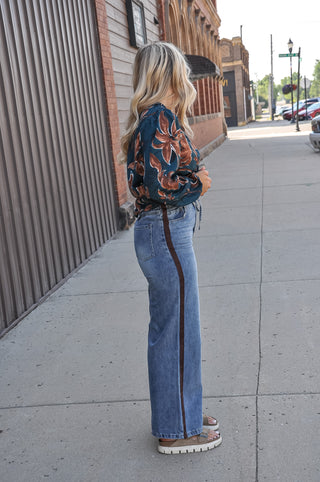Elastic Neck Floral Printed Top
