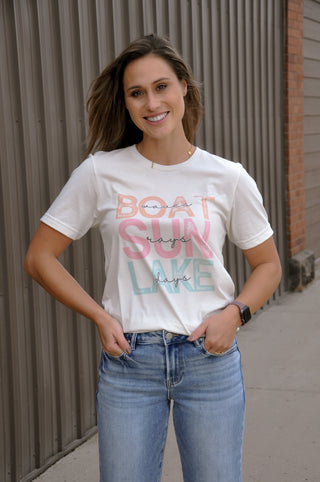 Boat, Lake, Sun Graphic Tee