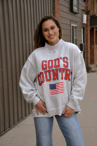 'God's Country' Reversible Mock-neck Sweatshirt