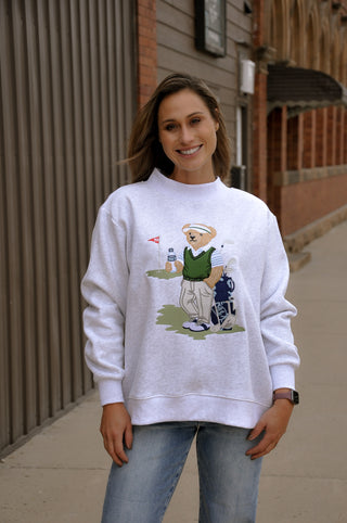 Pearl Grey Golf Teddy Bear Crewneck