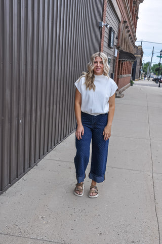 Boho Dotted Denim Pants