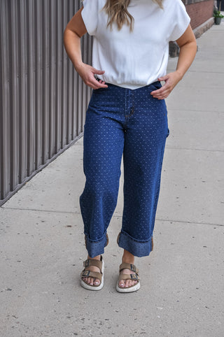 Boho Dotted Denim Pants