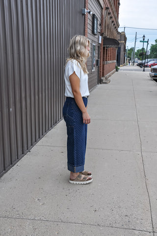 Boho Dotted Denim Pants