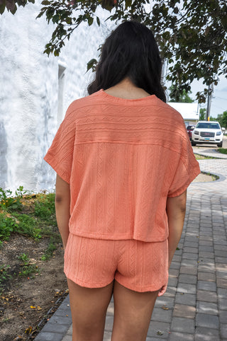 Cable Knit Textured Shorts Set