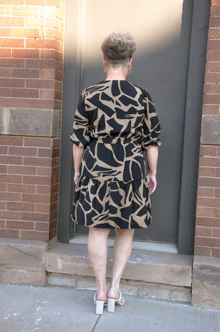 Abstract Print 3/4 Sleeve Dress