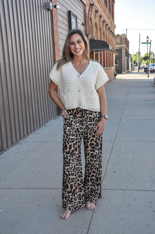 Leopard Print Side Stripe Pants