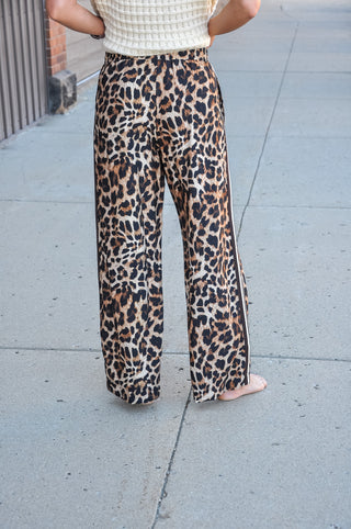 Leopard Print Side Stripe Pants