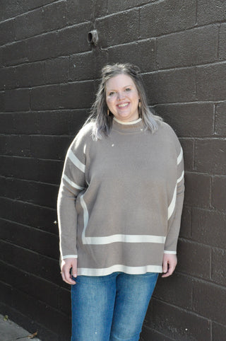 Two Tone Curvy Mock Neck Top