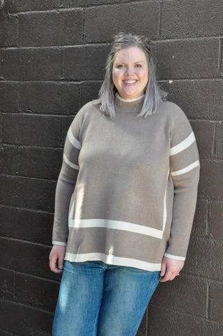 Two Tone Curvy Mock Neck Top