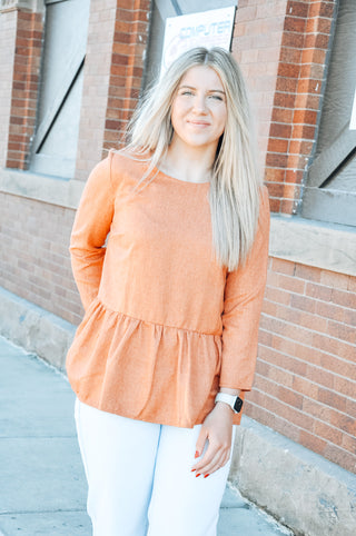 Textured Mid Sleeve Peplum Top