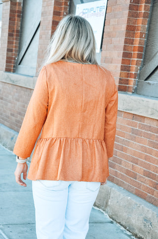 Textured Mid Sleeve Peplum Top