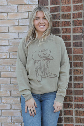 Boots Print Washed Terry Pullover