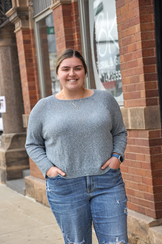 Light Knit Mélange Boat Neck Sweater