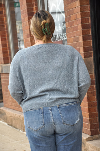 Light Knit Mélange Boat Neck Sweater