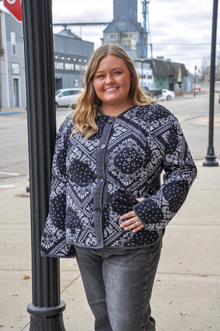 Curvy Paisley Quilted Jacket