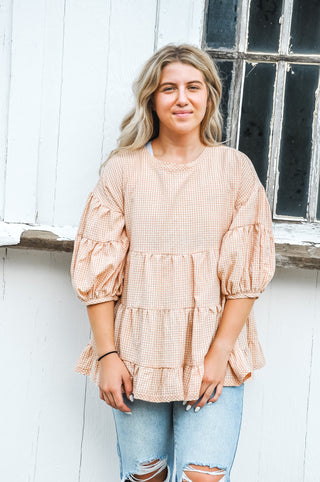 Totally Tiered Gingham Print Top