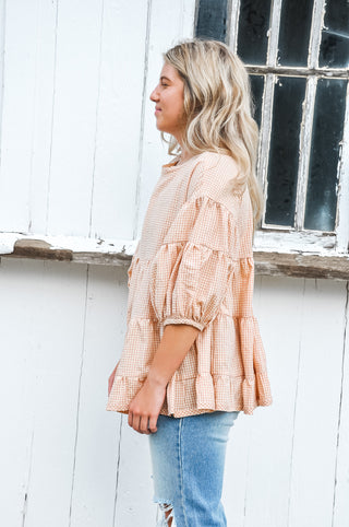 Totally Tiered Gingham Print Top