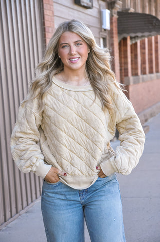 Dandelion Quilted Off Shoulder Pullover