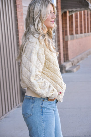 Dandelion Quilted Off Shoulder Pullover