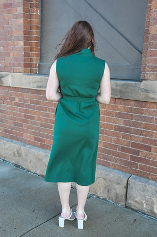 Dapper H Green Sleeveless Midi Dress