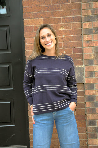 Dark Navy Stitch Striped Sweater