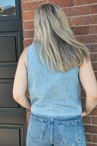 Darling Denim Button-Up Vest