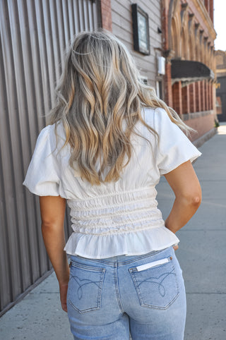 Darling Ivory Bubble Sleeve SS Top