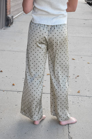 Satin Polka Dot Wide-Leg Pants