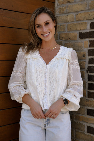 Delicate Embroidered Lace Blouse