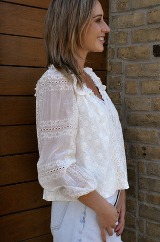 Delicate Embroidered Lace Blouse