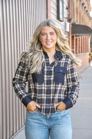 Denim Contrast Flannel Shirt