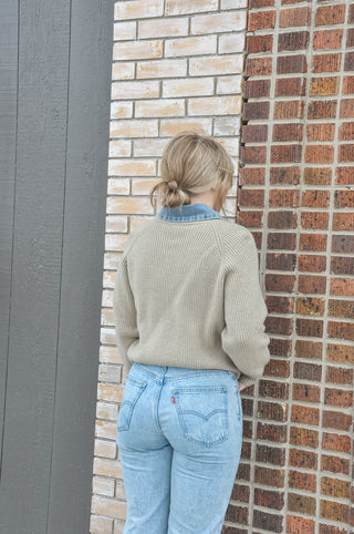 Denim Contrast Inside Sweater