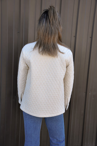 Diamond Quilted Corduroy Button-up Jacket