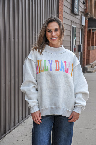 Dilly Dally Reversible Mock Neck Sweatshirt