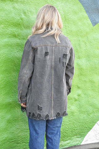 Distressed Denim Western Jacket