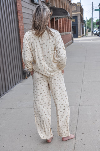 Ditsy Floral Boxy Henley & Pants Set, view 3