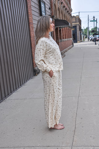 Ditsy Floral Boxy Henley & Pants Set, view 2
