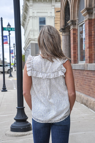 Ditsy Floral Split V-neck Flowy Blouse