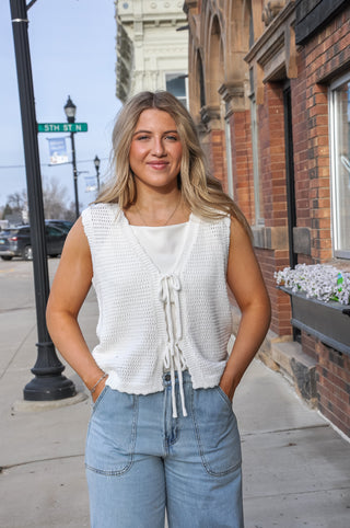 Double Bow Tie Crochet Sweater Vest
