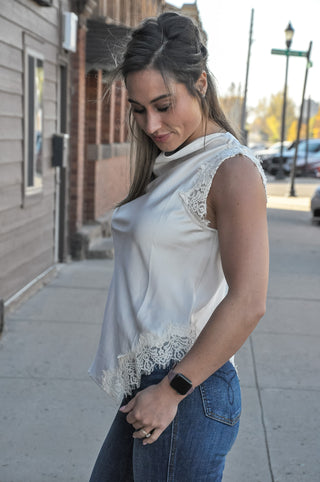 Draped High Neck Tank Top