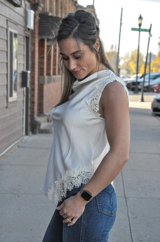 Draped High Neck Tank Top