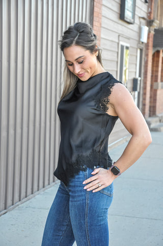 Draped High Neck Tank Top