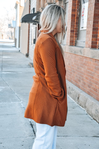 Drapey Ribbed Open Front Cardigan