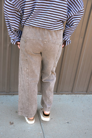 Drawstring Waist Wide Leg Utility Trouser