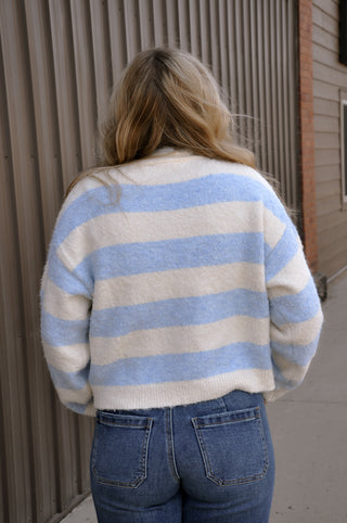 Dreamy High Neck Stripe Cardigan
