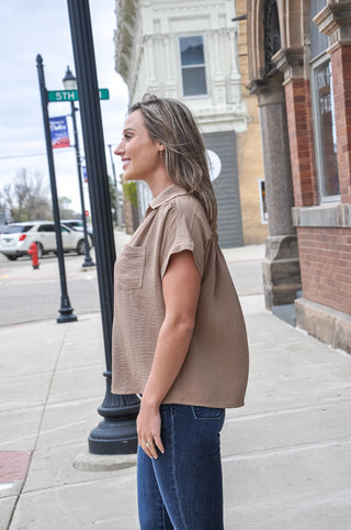 Drop Shoulder Button Up Shirt