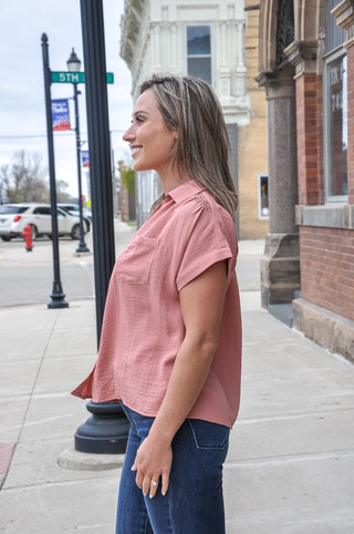 Drop Shoulder Button Up Shirt
