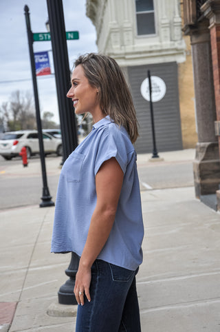 Drop Shoulder Button Up Shirt
