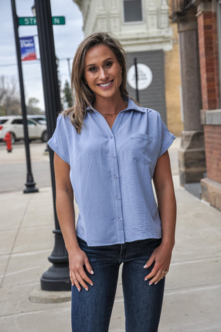 Drop Shoulder Button Up Shirt