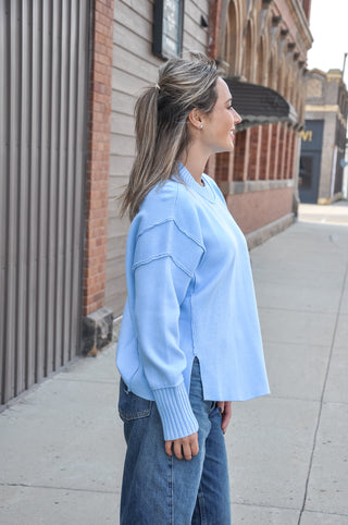 Drop Shoulder LS Ribbed Sweater, view 4